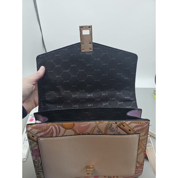 Aldo Shoulder  handbag women Floral Purple With Scarf New - Picture 6 of 8